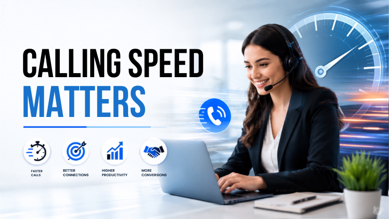 Telecalling executive using CRM software with headset to make faster calls, improve productivity, strengthen customer connections, and increase real estate sales conversions efficiently.